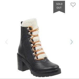 Marc Fisher Denise Shearling Trim Combat Boot
